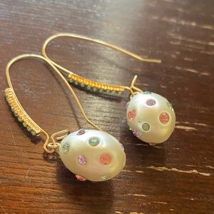 Betsey Johnson Egg Earrings with Multicolor Accents
